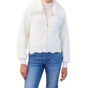 NEW FDJ detachable collar sweater bomber jacket in cream